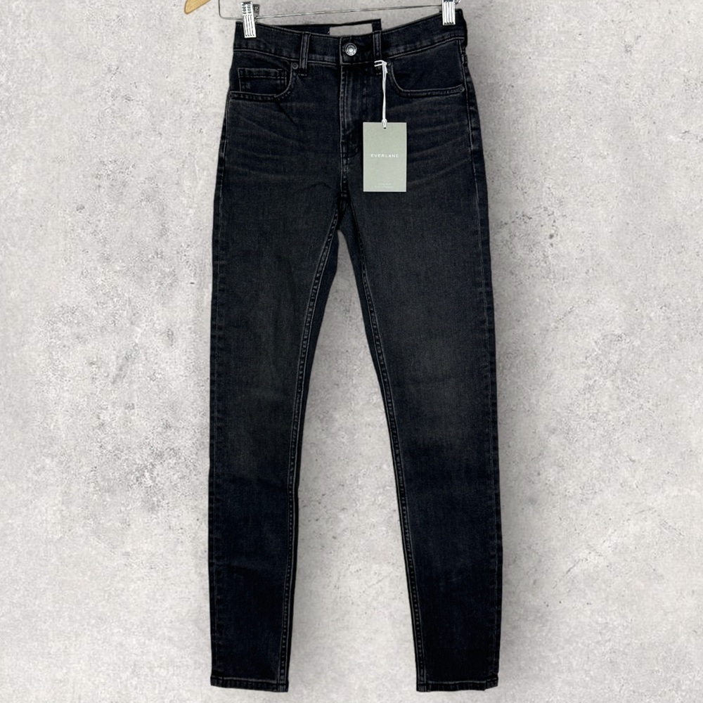 NWT Everlane‎ Black Skinny Jeans Size 24 Tall Denim Sustainable Stretch Mid 24T - Picture 5 of 15